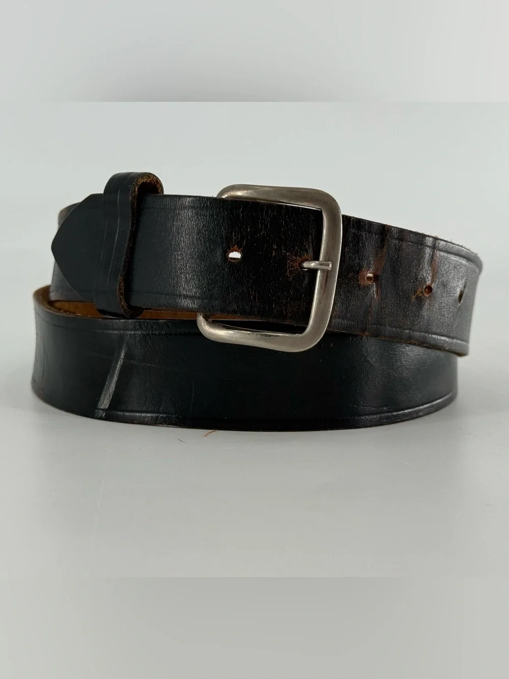 Vintage Workwear Casual Streetwear Black Leather Belt 40